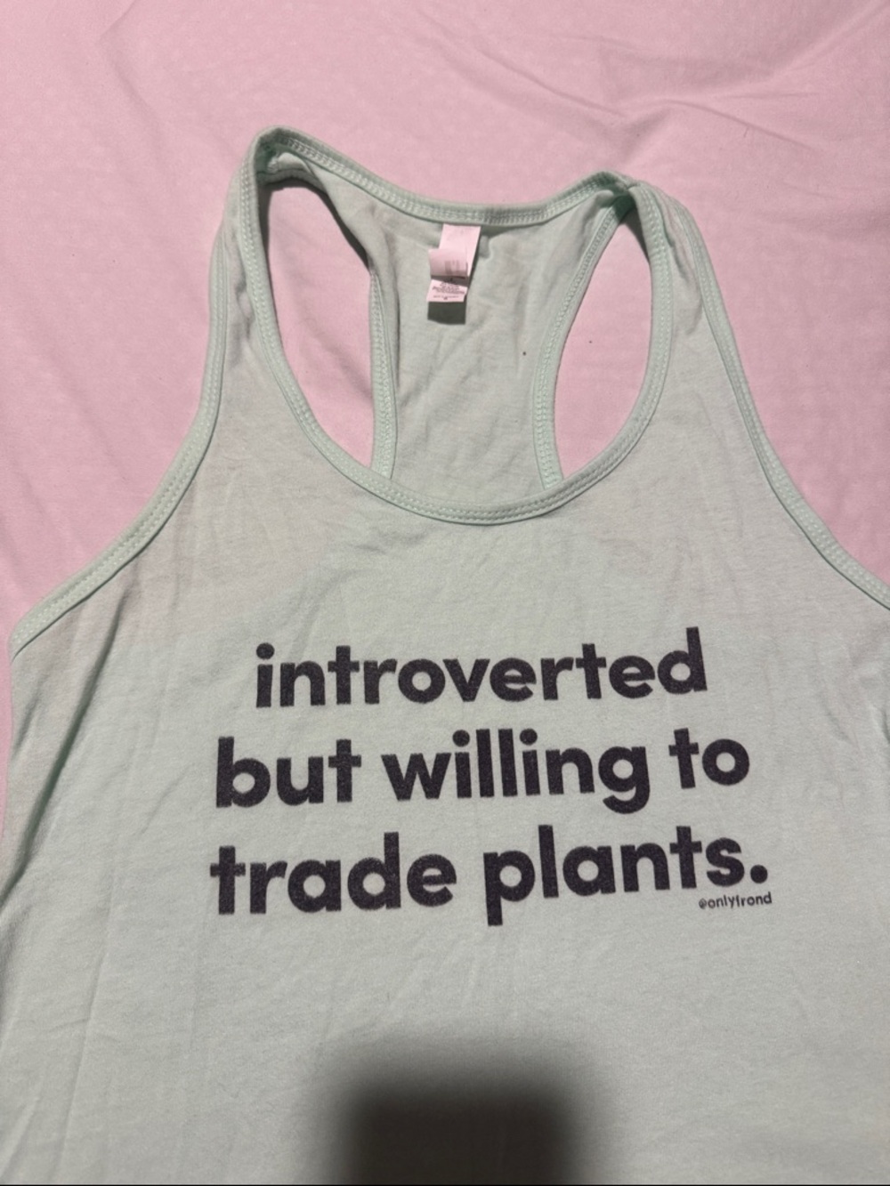 Mint Green Graphic Racerback Tank - Introverted But Willing To Trade Plants